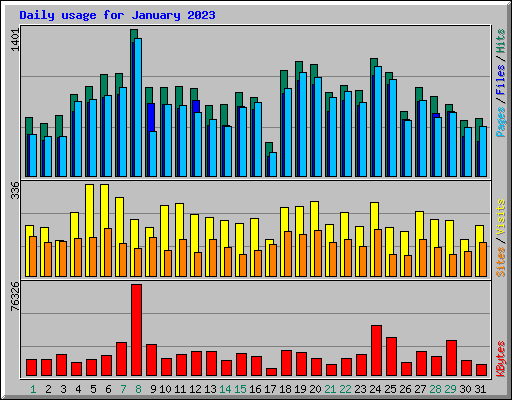 Daily usage for January 2023