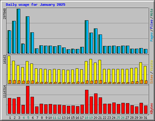 Daily usage for January 2025