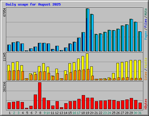Daily usage for August 2025