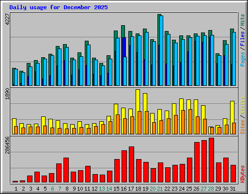 Daily usage for December 2025